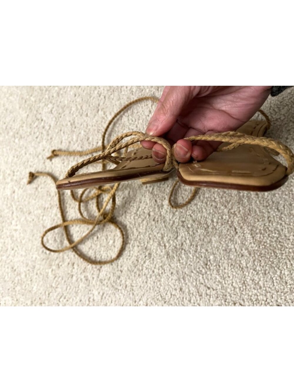 Carrie Forbes Braided Leather Lace Up Ankle Wrap Tie Sandals Heels Sz 39 US 9 - Picture 9 of 10